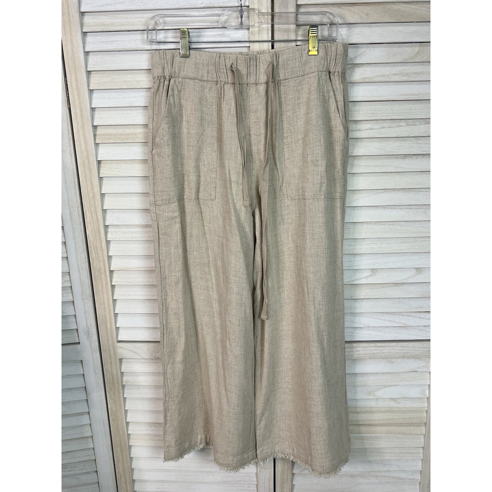 Thread + Supply Women's Pants Beige Wide Leg Pockets Lagenlook Coastal Size M